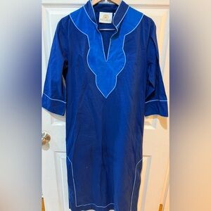 Blue NicoBlu Tunic Dress 100% Cotton Swin Vacation Beach Tropical LIKE NEW